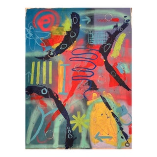 “Fun Zone” Large Format Original Mixed Media Abstract Painting For Sale