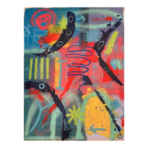 “Fun Zone” Large Format Original Mixed Media Abstract Painting