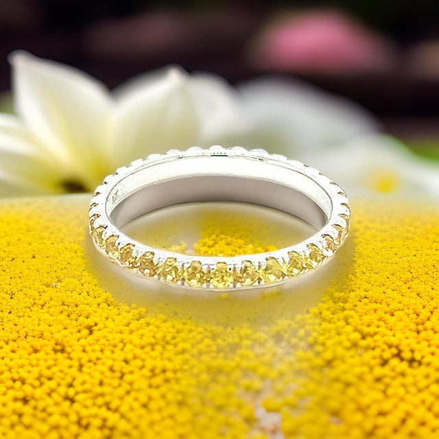 Natural Fine Quality Yellow Sapphire Ring 6.5 14k W Gold 0.66 TCW Certified $1,190 217844 This elegant eternity band ring...