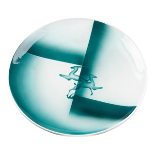 Earthenware Dish with Futuristic Stambecco Decoration by Galvani, 1930s For Sale