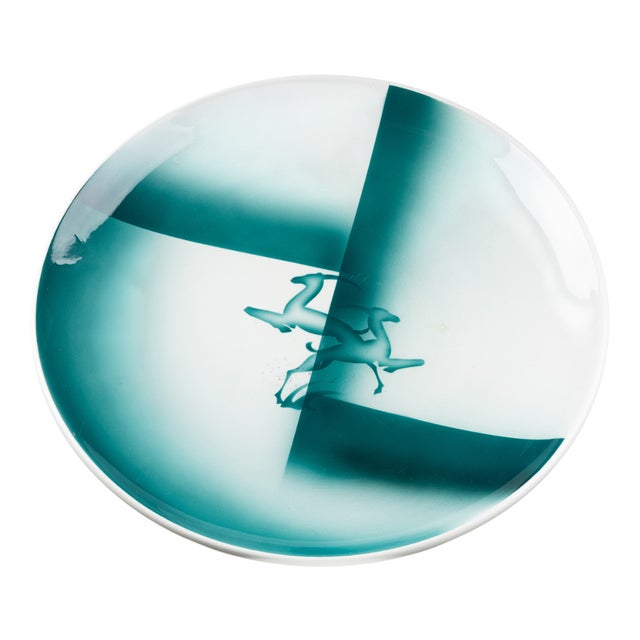 Earthenware Dish with Futuristic Stambecco Decoration by Galvani, 1930s For Sale