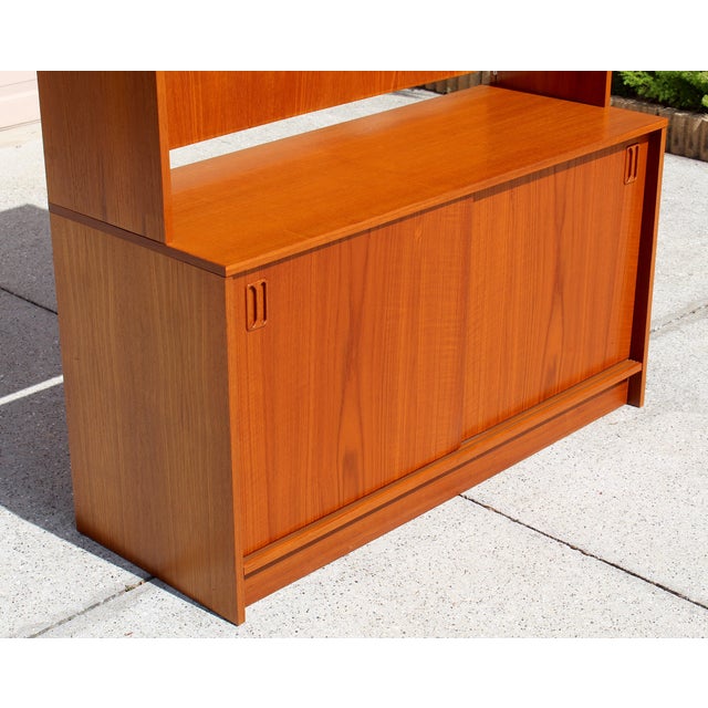 Brown Mid-Century Danish Teak Bookcase, 1970s Stackable Scandinavian Storage Cabinet For Sale - Image 8 of 18