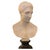 The subject is a bust of the god Hermes, made in the early 1900s from white plaster with a matte finish and sculpted...