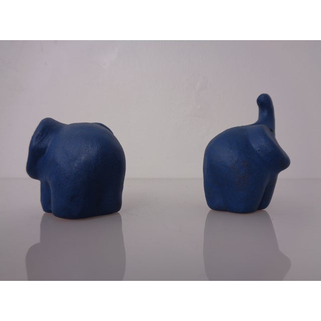 Mid-Century Blue Ceramic Elephants, Austria, Set of 2 For Sale - Image 9 of 16