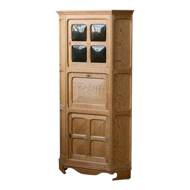 1970s Danish Oak Corner Cabinet Secretary For Sale