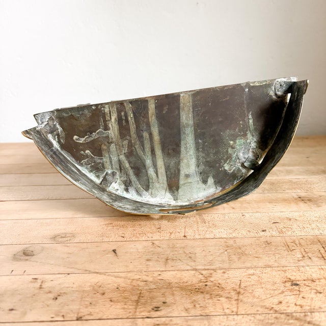 1800's Brass Crown Shaped Wall Pocket or Hearth Tidy, Antique Wall Storage For Sale - Image 9 of 11