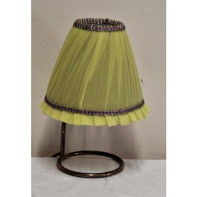 Mid-Century Minimalist German Table Lamp with Brass Base and Fabric Shade from Lamplove, 1950s For Sale - Image 4 of 10