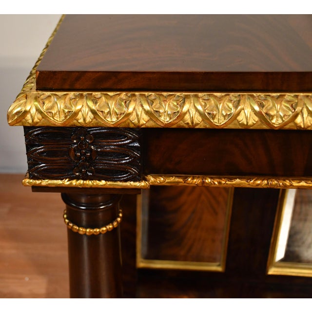1930s 1930s French Empire Crotch Mahogany & Mirror Back Console Table For Sale - Image 5 of 18