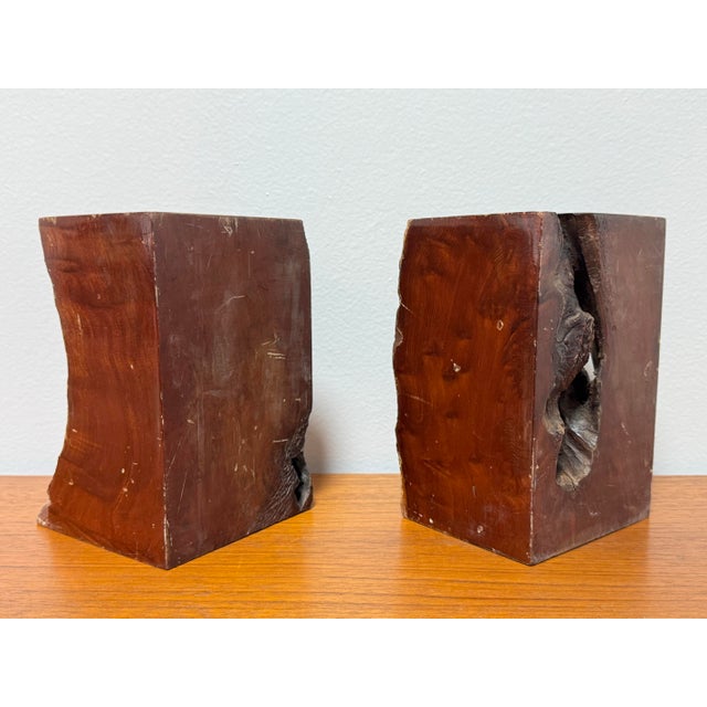 1970s Organic Modern Burl Wood Bookends – Sculptural Brutalist Studio Craft Pair For Sale - Image 4 of 9