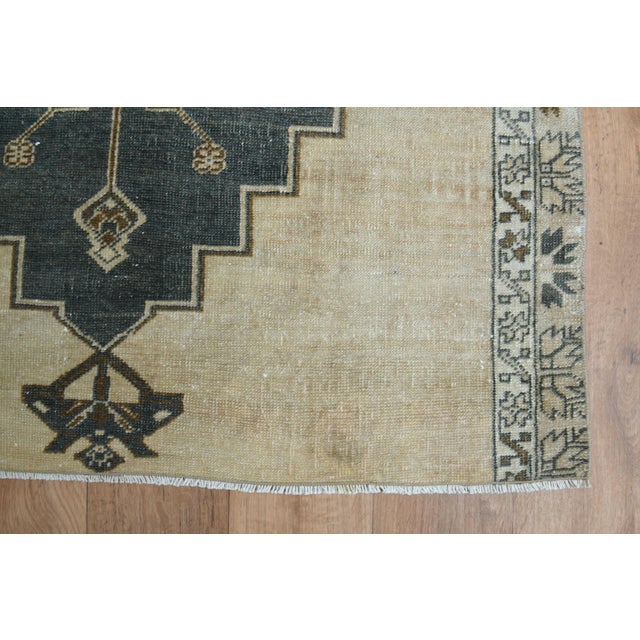 1970s Vintage Handmade Wool Cotton Turkish Beige Area Rug For Sale In San Francisco - Image 6 of 11