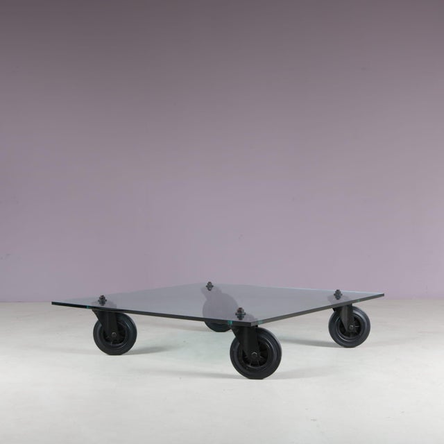 Tavolo con Ruote / Table with Wheels by Gae Aulenti for Fontana Arte, Italy, 1980s For Sale - Image 9 of 10