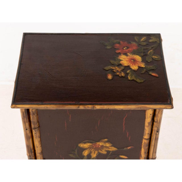 Early 20th Century Chinese Bamboo and Painted Lacquer Panel Cabinet For Sale - Image 5 of 8