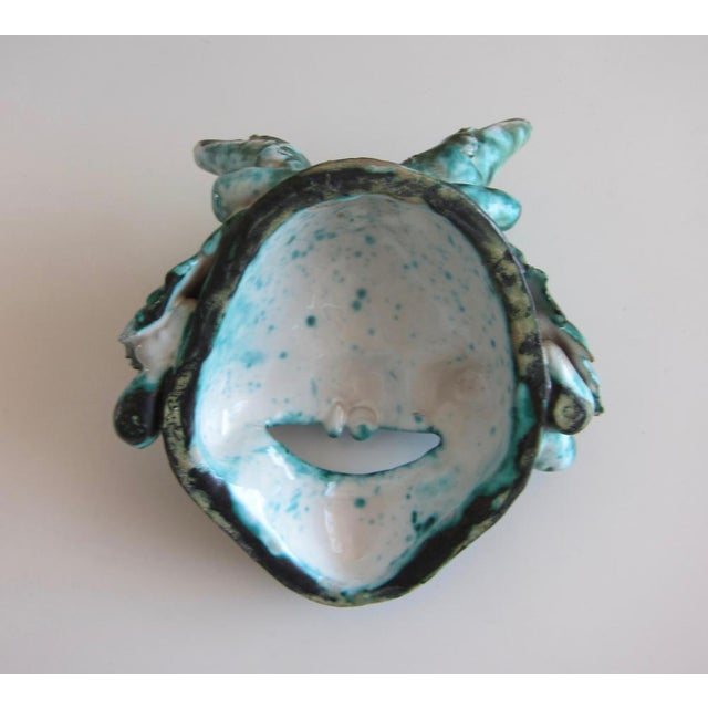 1920s Scandinavian Modern Ceramic Faun Mask Sculpture, 1920s For Sale - Image 5 of 6