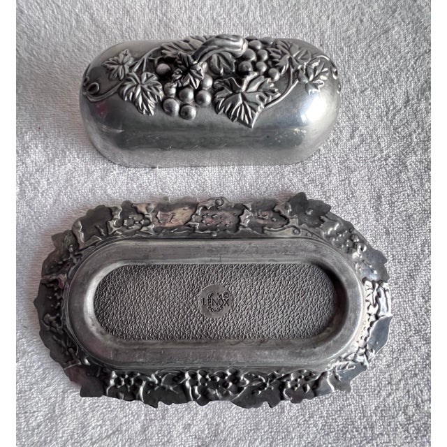 Vintage Lenox Metal Grapevine Butter Dish with Embossed Lid, Made in Usa For Sale In Miami - Image 6 of 11