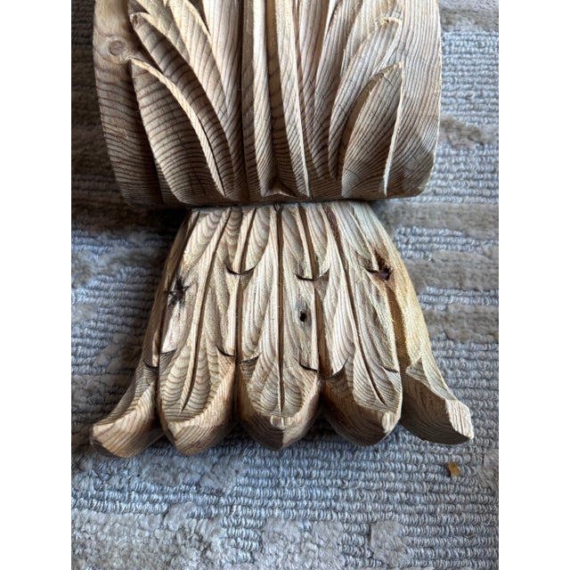 Wood Antique Carved Pine Corbels, a 19th Century Pair For Sale - Image 7 of 13