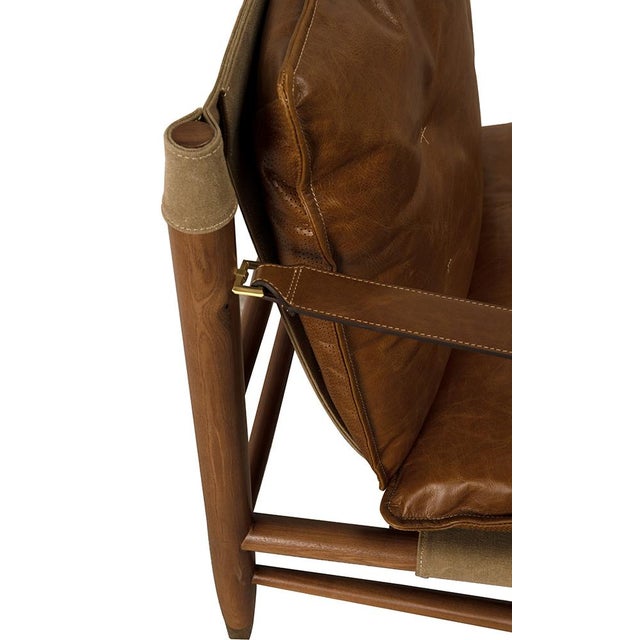 NOIR Luther Chair, Cuba Brown Leather W/Canvas For Sale In Los Angeles - Image 6 of 7