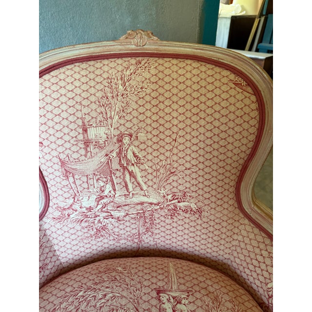 French Pair of Mid 20th Century French Bergere Chairs For Sale - Image 3 of 8