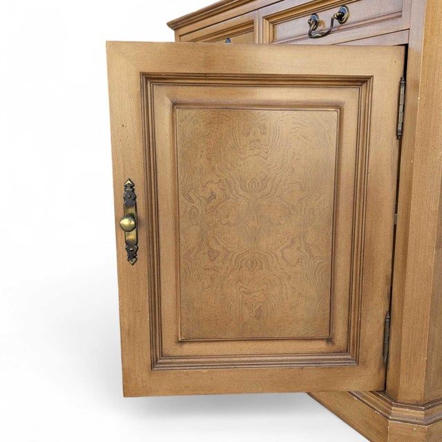 Wood Vintage Buffet Cabinet • Solid Wood Sideboard • 1970s Storage Cabinet • Traditional Credenza • Entryway or Dining Roo... For Sale - Image 7 of 18