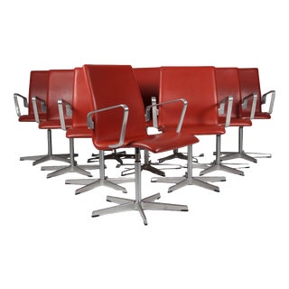 Oxford Armchair in Red-Brown Leather attributed to Arne Jacobsen for Fritz Hansen, 2010s For Sale