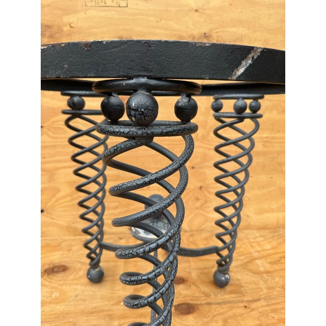 Metal Late 20th Century Most Unusual Large Iron With Aluminum Feet Designer Spiral Leg Side Tables For Sale - Image 7 of 11