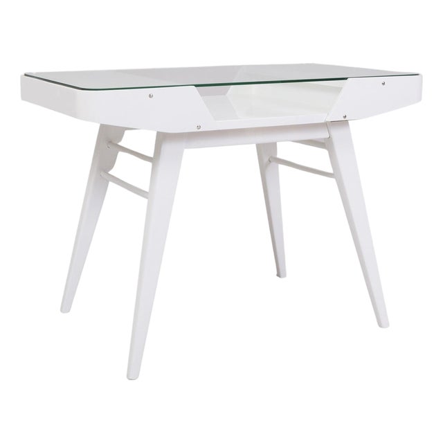 Mid-Century White Table attributed to František Jirák for Tatra, Czechia, 1950s For Sale