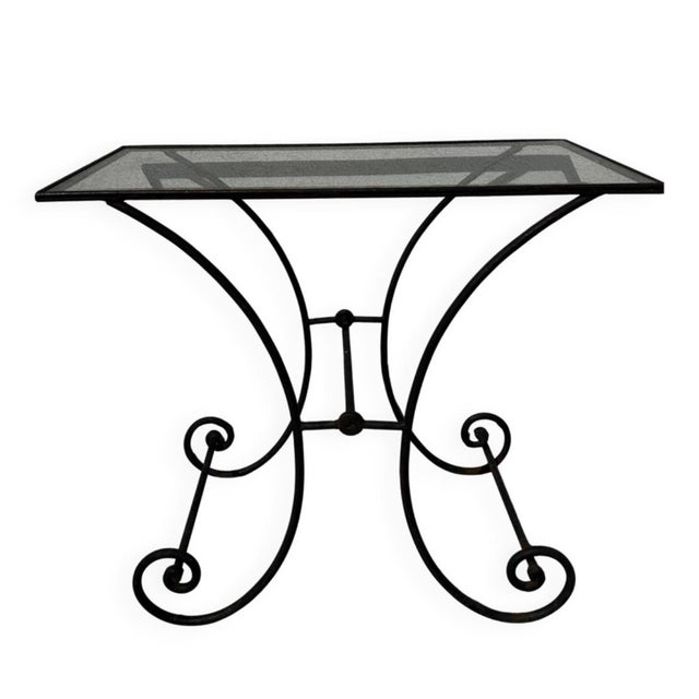 1940s Vintage Wrought Iron and Glass Console Table, France, 1940s For Sale - Image 5 of 5