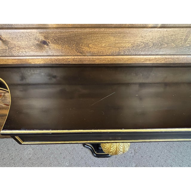 Vintage Hollywood Regency Ebonized Wall Mount Hall Console Table For Sale - Image 10 of 12