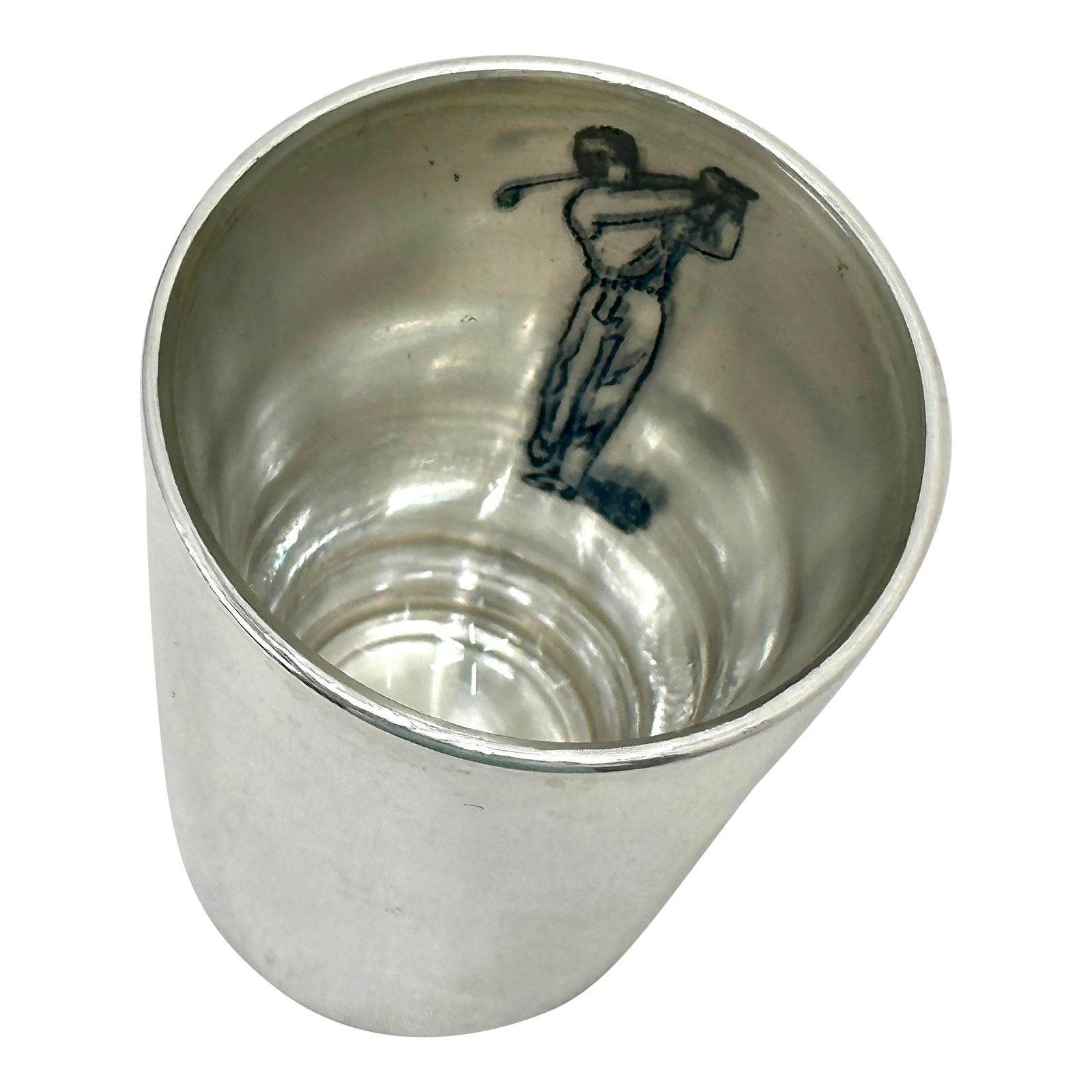 Vintage Mid 20th Century Sterling Silver Incased Glass Shot Glass With ...