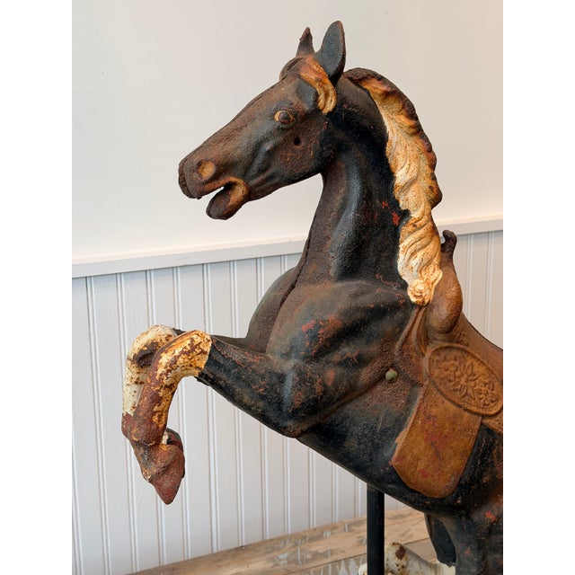 1910s Cast Iron Carousel Horse on Stand C 1910 For Sale - Image 5 of 9