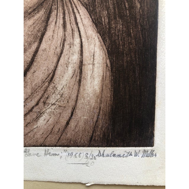 Shulamith Wittenberg Miller, "Water He Asked Milk She Gave Him" Etching Israeli Judaica Bezalel School Woman, 1966 For Sale - Image 4 of 6