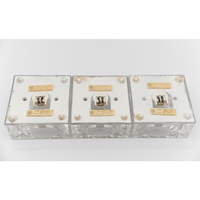 Hand-Blown Ice Cube Wall Lamps by Müller & Zimmer, Germany, 1960s, Set of 3 For Sale - Image 12 of 14