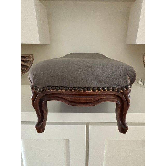 Antique French Low Stool / Antique French Kneeling Stool / Antique French Upholstered Footstool For Sale - Image 12 of 17