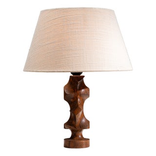 Mid-Century Brutalist Wooden Table Lamp, 1960s For Sale