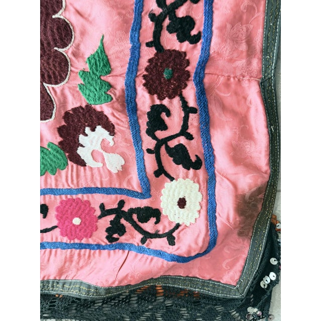 Asian Suzani Bedspread - Decorative Textile For Sale - Image 4 of 9