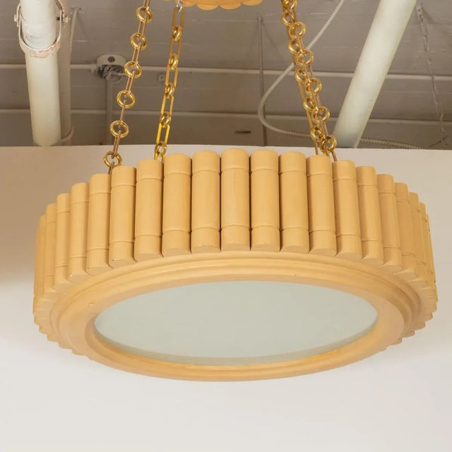 Two-Tier Round Giltwood Pendant by Carlos Villegas For Sale - Image 4 of 9