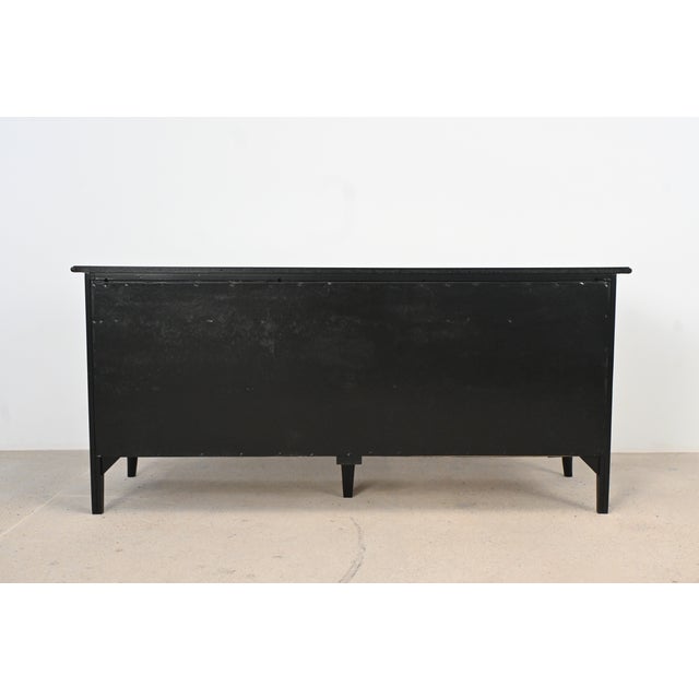 Thomasville Allegro Faux Bamboo Hollywood Regency Black Lacquer 9 Drawer Dresser| Newly Refinished For Sale - Image 16 of 17