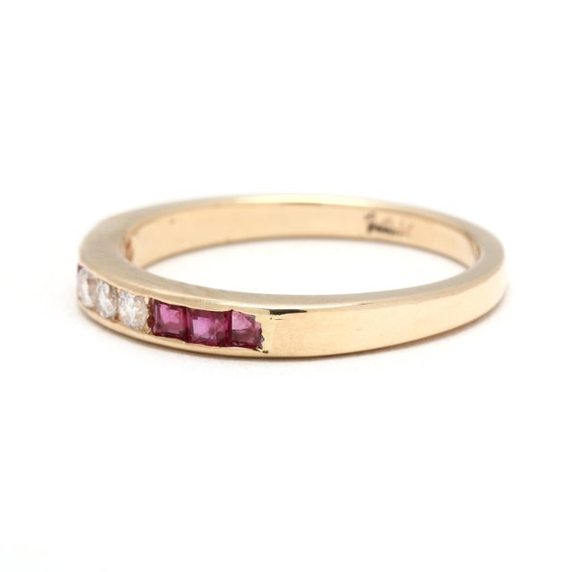 0.39ctw Ruby and Diamond Band Ring, 14k Yellow Gold, Ring Size 6.25 For Sale - Image 4 of 6