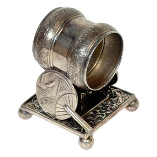 American Japonisme Twin Fan Figural Napkin Ring by Meriden, Circa 1880 For Sale