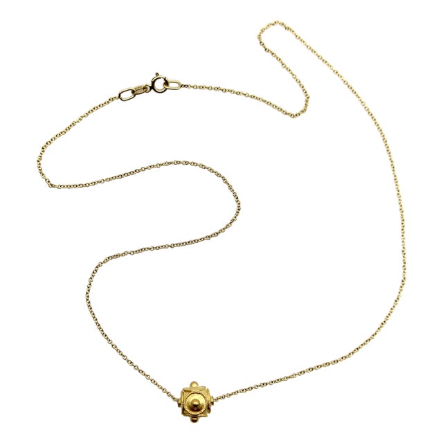 Late 19th Century 21k Gold Etruscan Revival Bead & 14k Gold Chain Necklace For Sale