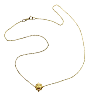 Late 19th Century 21k Gold Etruscan Revival Bead & 14k Gold Chain Necklace