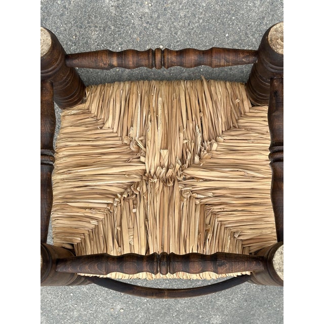 Brown Vintage Oak and Straw Coffee Chair, 1960s For Sale - Image 8 of 18