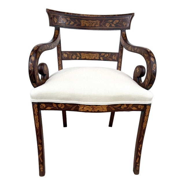 Dutch Marquetry Captains / Armchair For Sale