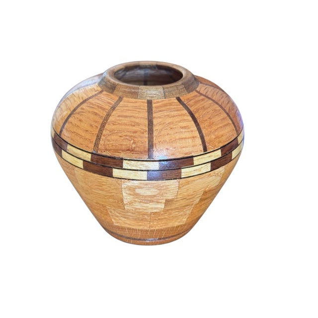 Wood Vintage Hand Turned Wood Segmented Vase by C. Harp Artist Pine, Az For Sale - Image 7 of 7