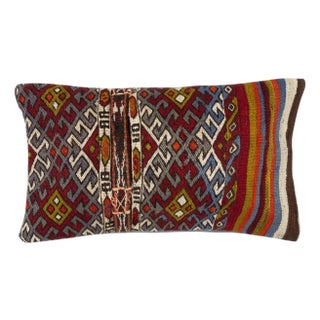 14"x24" Vintage Cushion Cover. Hand-Woven Kilim Pillowcase. Lumbar Pillow Cover For Sale