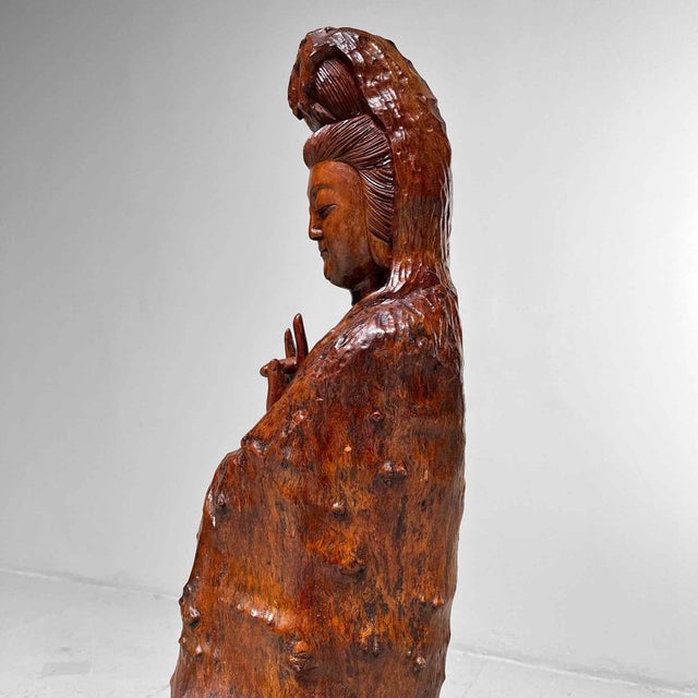 Large Wooden Goddess of Mercy Lord of Compassion Kannon Statue, Japan, 1800s For Sale - Image 14 of 18
