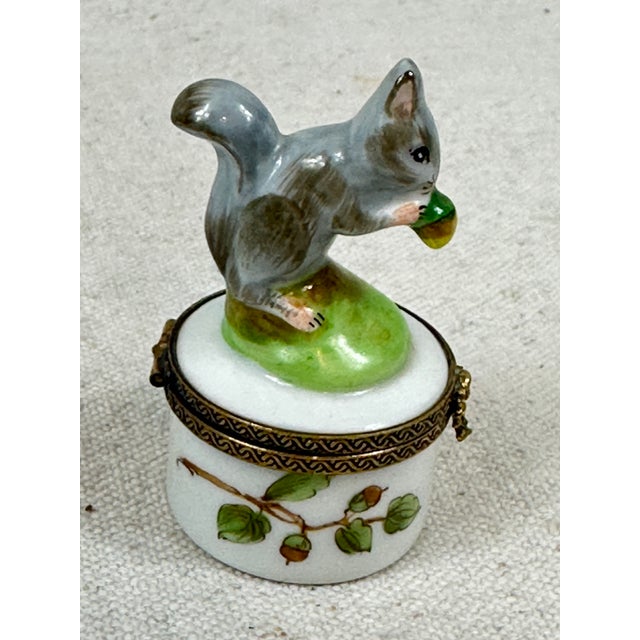 1970s Vintage Limoges Porcelain Squirrel Trinket Box For Sale - Image 5 of 9