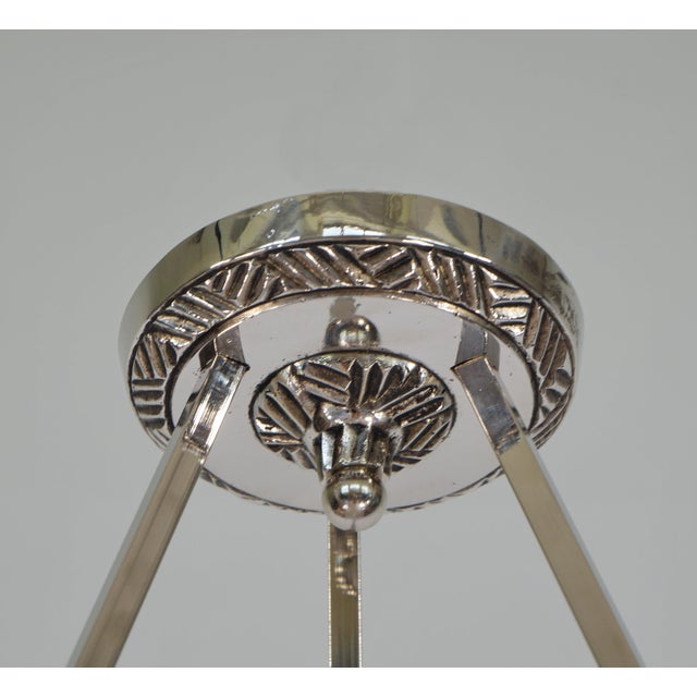Silver French Art Deco Pendant Light by Francis Hubens & Degue - 1930 France For Sale - Image 8 of 12