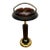 1970s Mid-Century Modern Brass and Faux Leather Floor Standing Ashtray With Amber Glass Insert For Sale