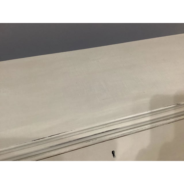 Mid-Century Modern Painted Oyster Off White Vintage Secretary Drop Down 4 Drawers Chest Claw Feet Short Style For Sale - Image 3 of 12