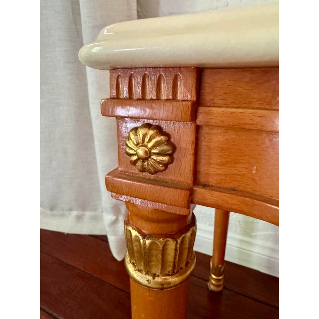 Vintage Italian Carved Beech & Gold Leaf Side Table With Onyx Top For Sale - Image 4 of 9